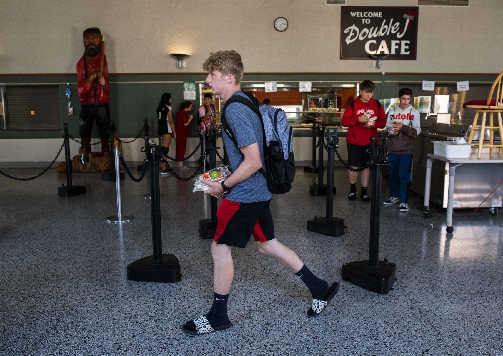 R.A. Long students line up for after-school meal program